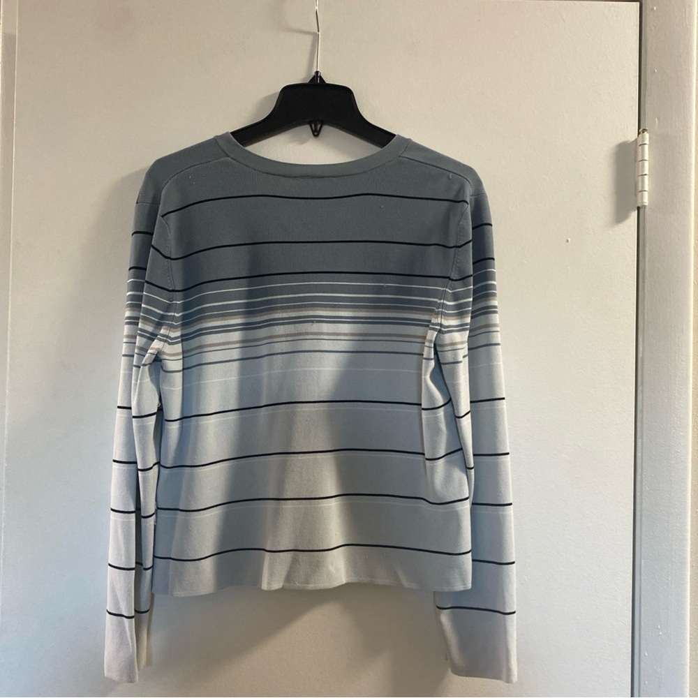 Croft & Barrow Gray and‎ Black Striped Cardigan - Picture 3 of 5
